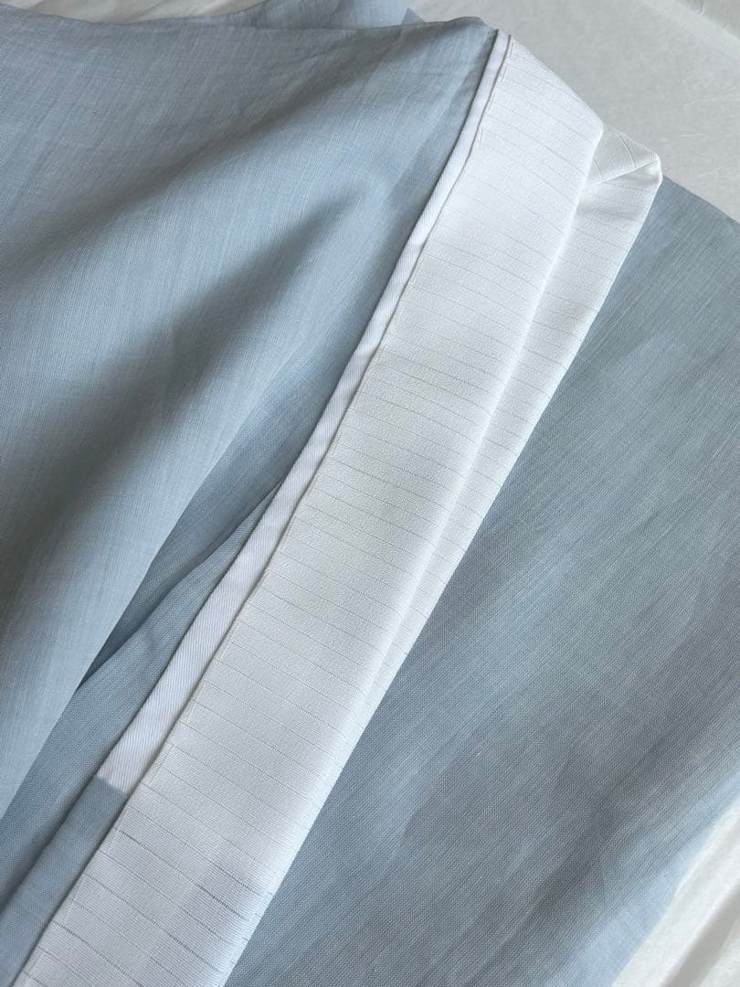 ☆新品☆本場 小千谷 麻の長襦袢☆杉山織物 シックな淡い青色 麻100%