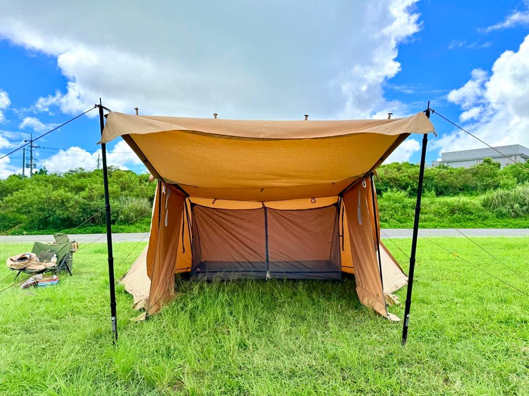 バンドック☆ソロベースex☆フロントウォール&純正二又ポール2本付☆人気の改良型