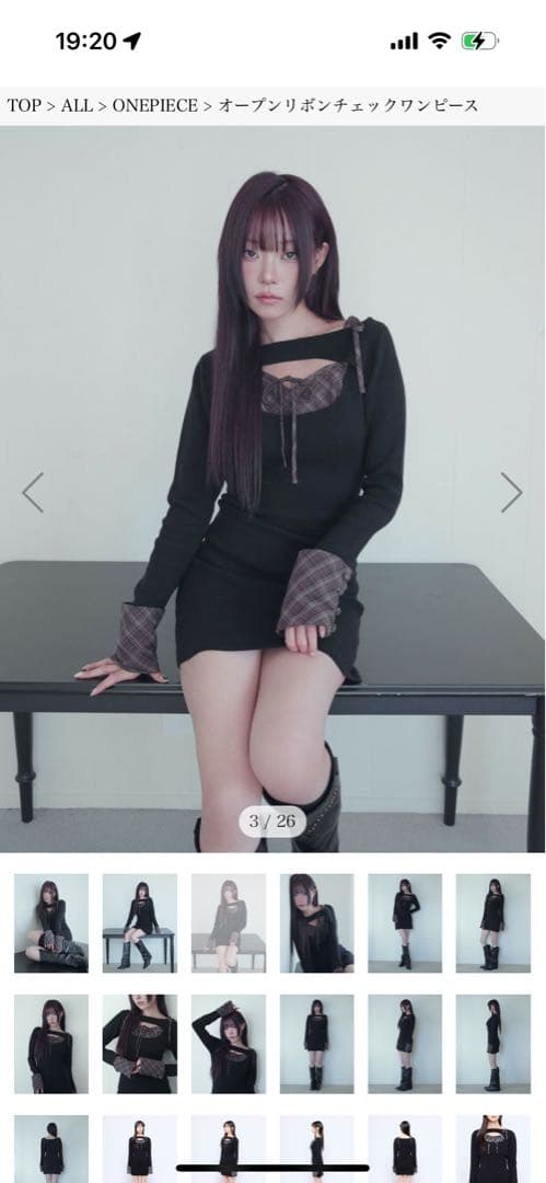 bubbles オープンリボンチェックワンピース ブラウン