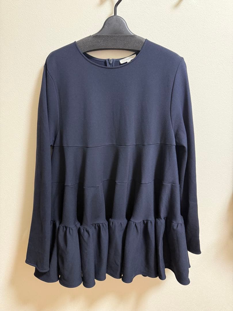 yoriぬくぬくティアードフリルブラウスネイビー38 2023AW
