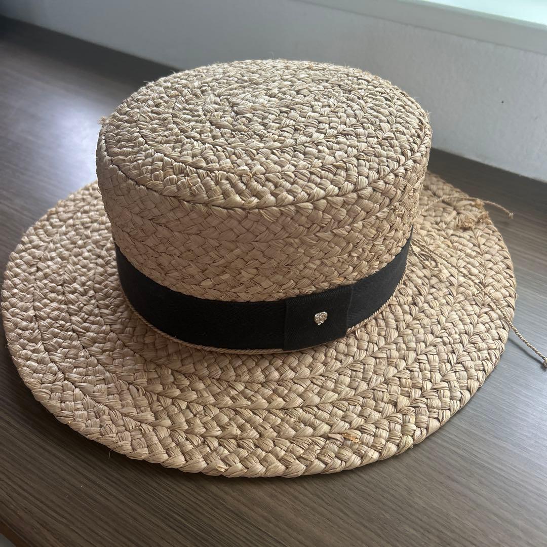 HELEN KAMINSKI 麦わら帽子 ナチュラル/ブラック　カンカン帽