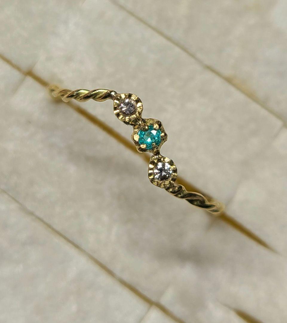 美しき煌めきの共演★バターリャパライバトルマリン&ピンクダイヤモンド18金★