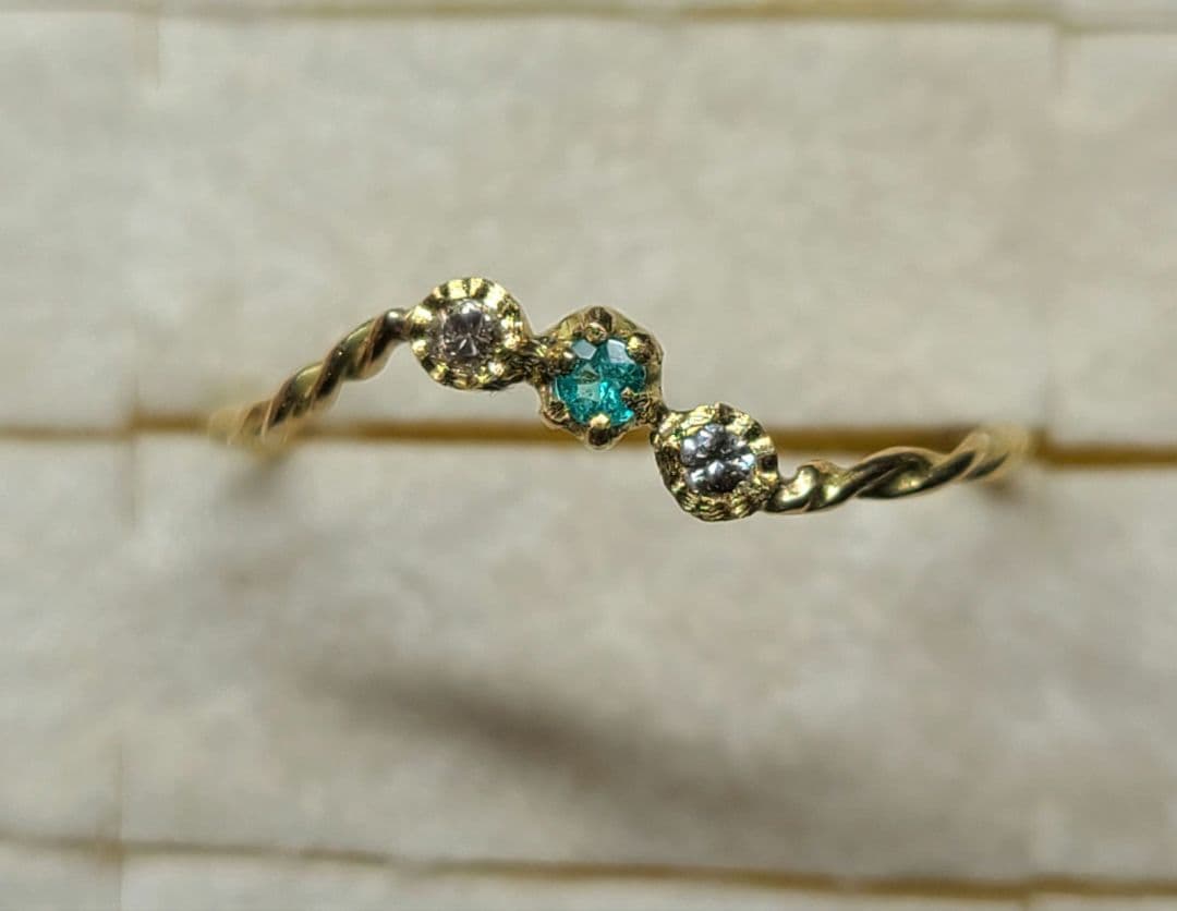 美しき煌めきの共演★バターリャパライバトルマリン&ピンクダイヤモンド18金★