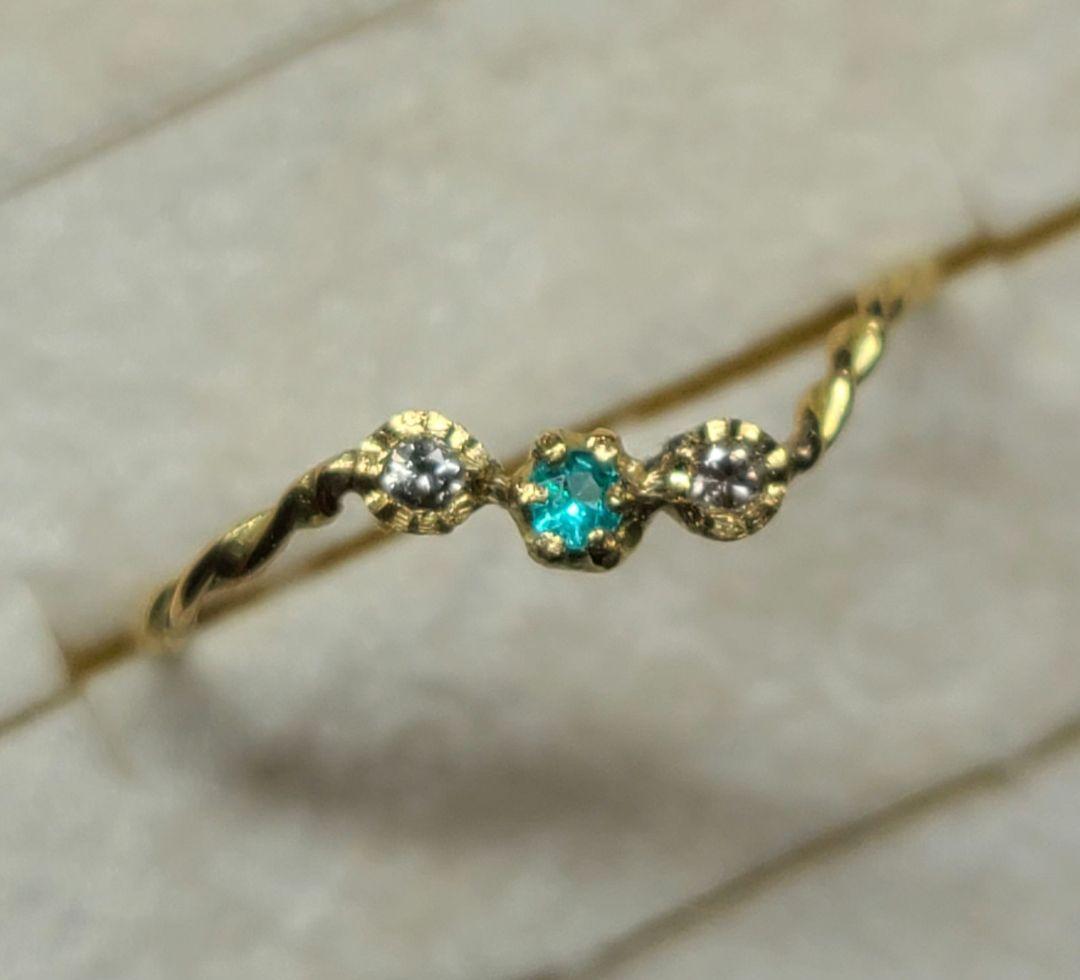 美しき煌めきの共演★バターリャパライバトルマリン&ピンクダイヤモンド18金★