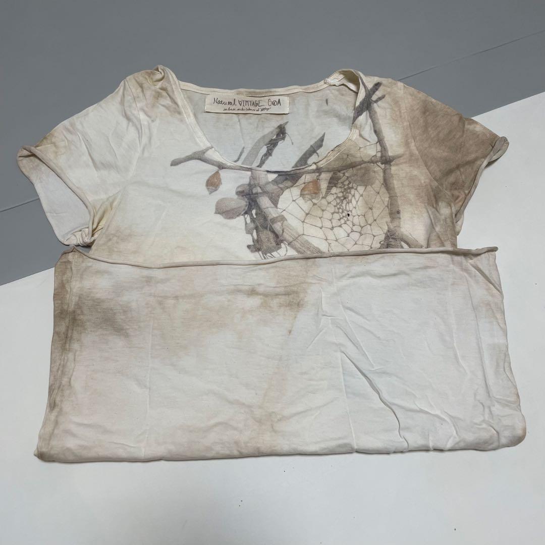 goa ナチュラルヴィンテージ　Tシャツ　半袖フェザー柄