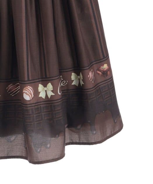 Chalmiere シャルミエール ボンボンショコラ柄ジャンパースカート 茶