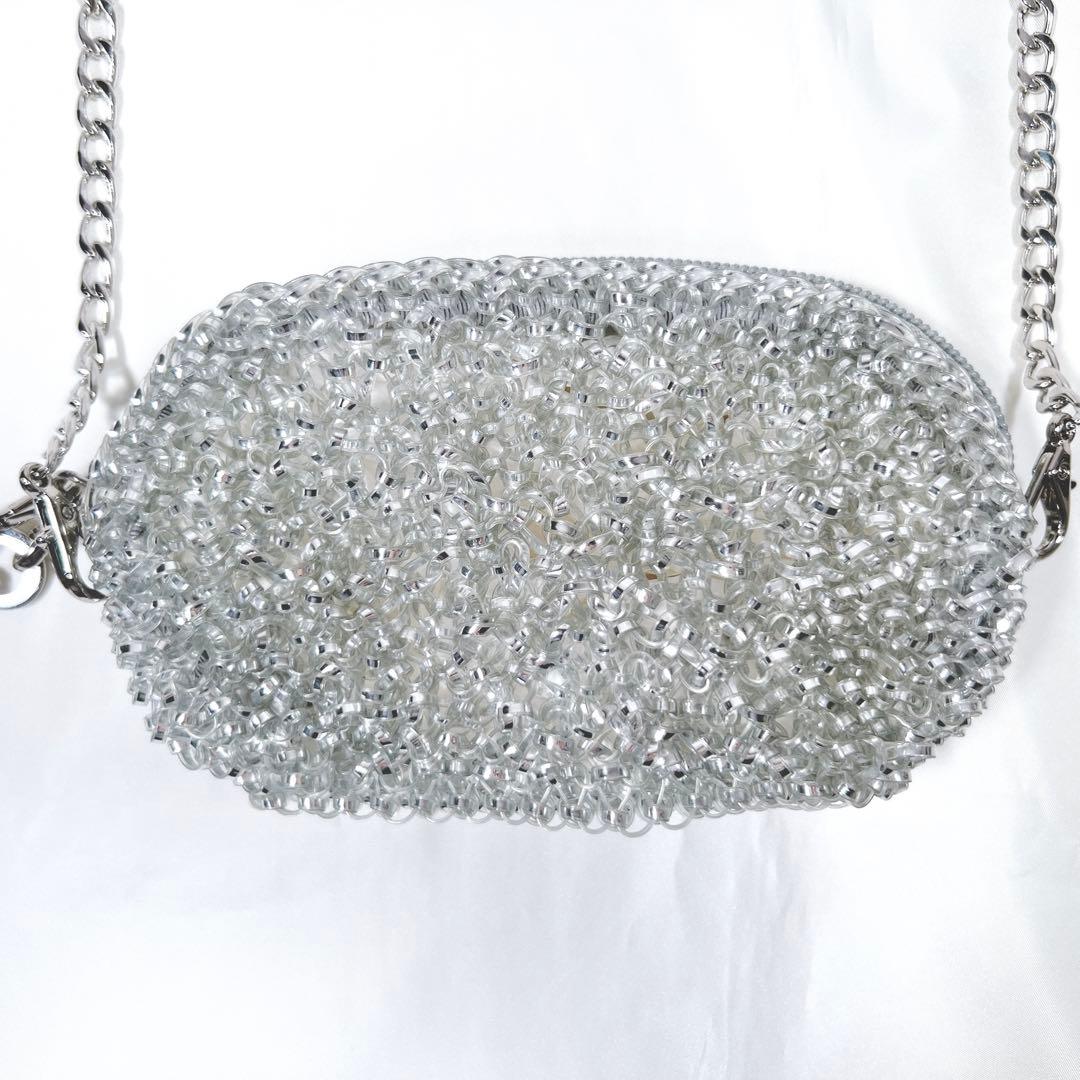 アンテプリマ ミニショルダーバッグ ポーチ シルバー チェーン 2WAY