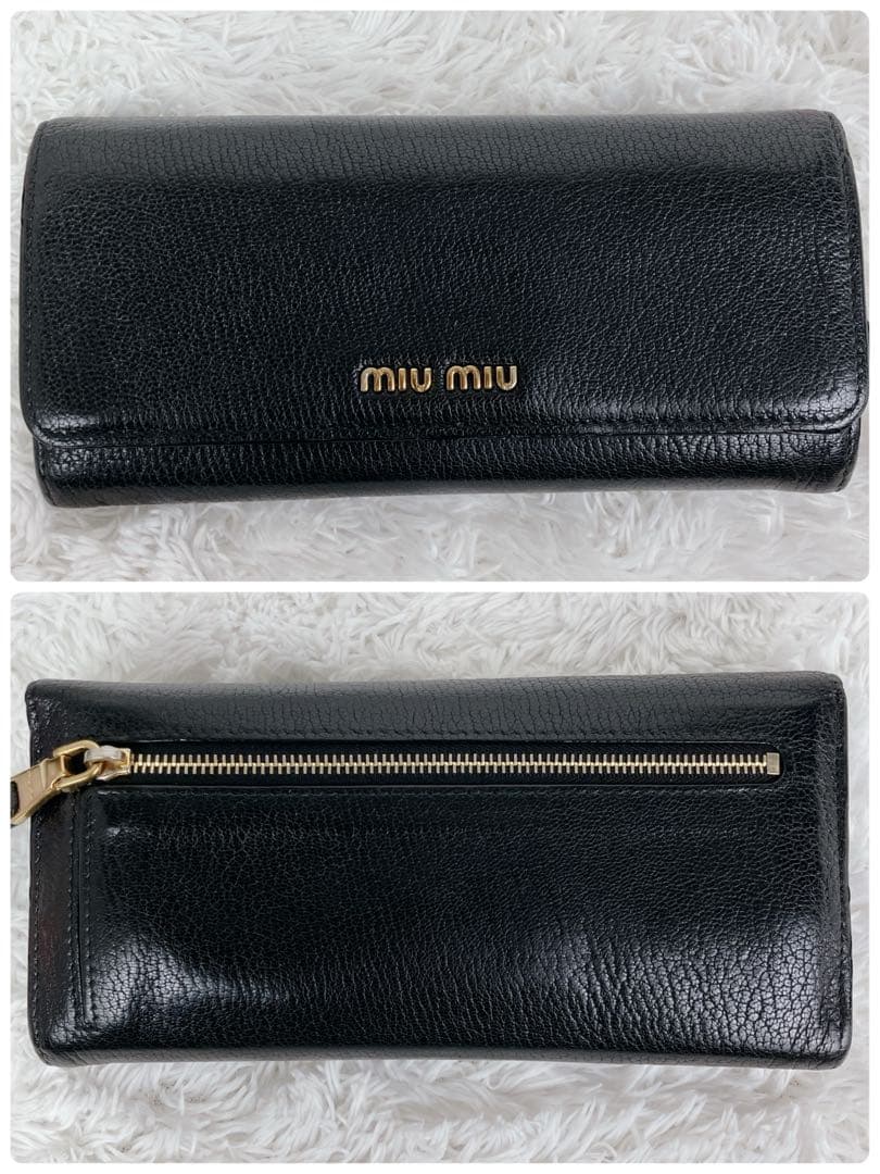 たまこ ミュウミュウ 長財布 フラップ　マドラスレザー バイカラー