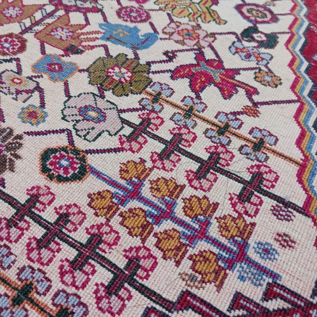 Y2762-1 ペルシャ絨毯 ウール 手織り 122×81㎝ ラグ マット