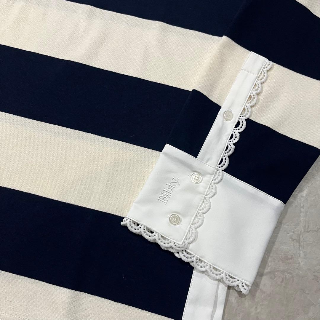【新品未使用】Bibiy. ボーダー柄長袖トップス ラガーシャツ