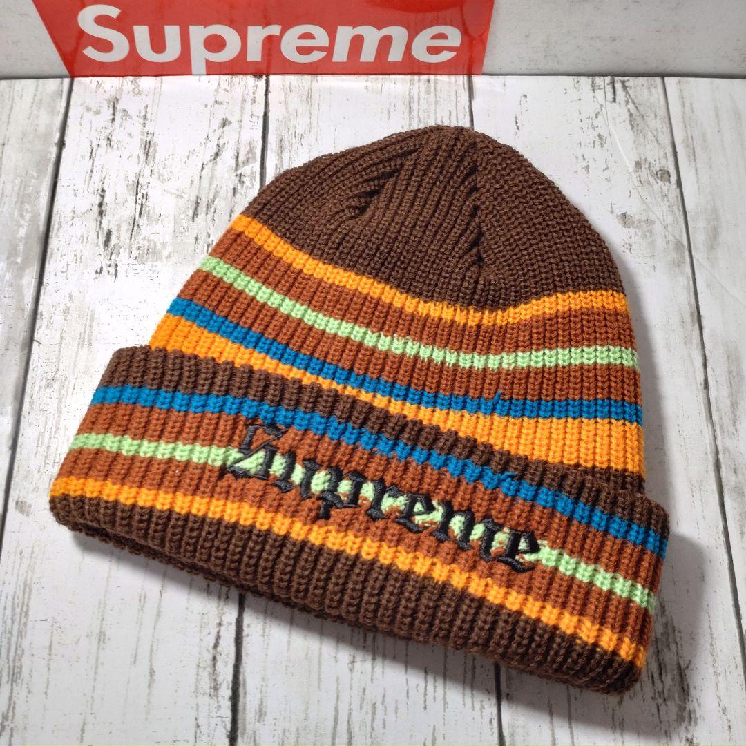 帽子 Supreme Bright Stripe Beanie Brown