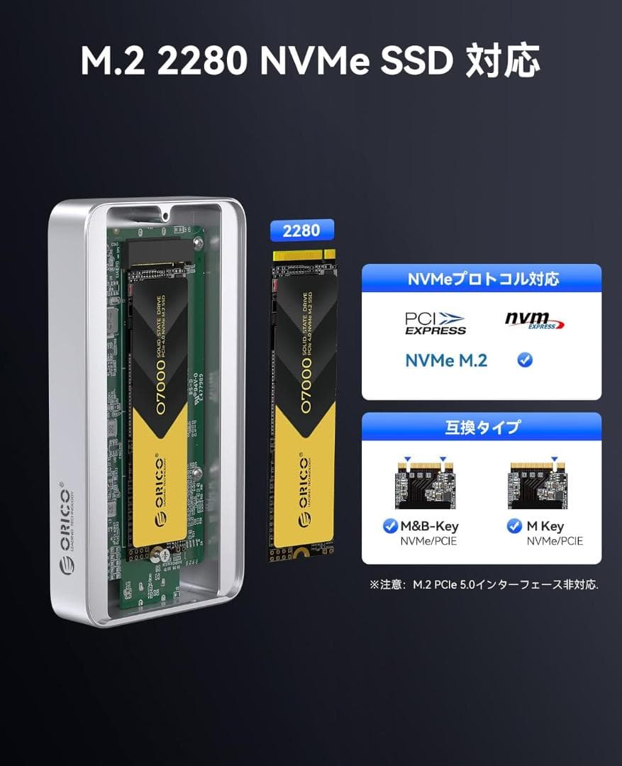 ORICO 80Gbps M.2 NVMe SSD 外付けケース