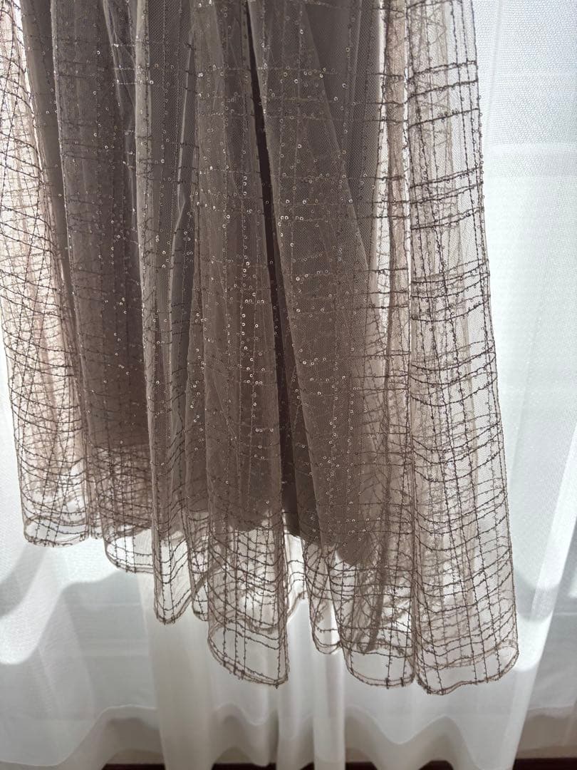 【Leja】チェックスパンコールリボンワンピースドレス