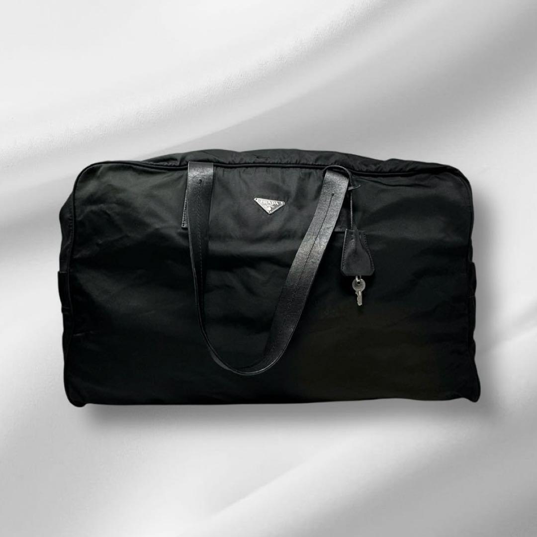 雪見だいふく様 PRADA プラダ ボストンバッグ ナイロン レザー ブラック