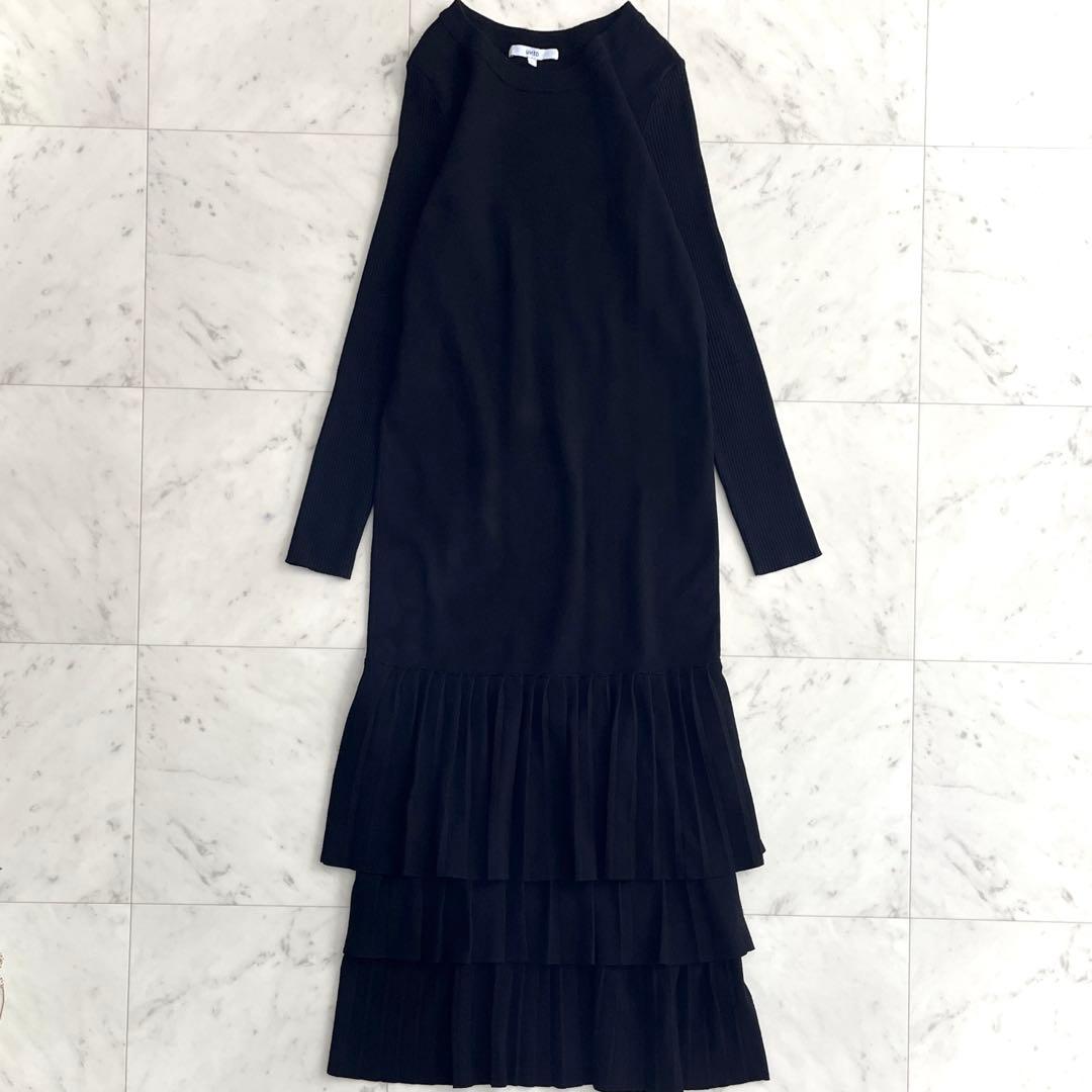 UN3D. アンスリード ロングワンピース ニットワンピース ブラック 黒 F