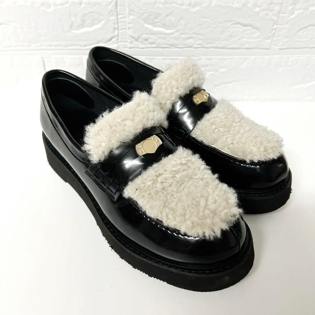 限定値下✨ルタロン　厚底ローファー　エナメル　ボア　黒