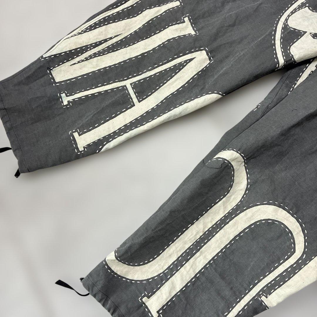 印半纏／ゆったりパンツ／お洒落モンペ/新品半纏／グレー