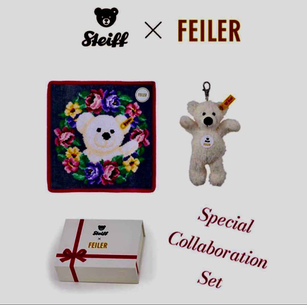 日本橋三越　FEILER　ハンカチ　steiff　テディベア