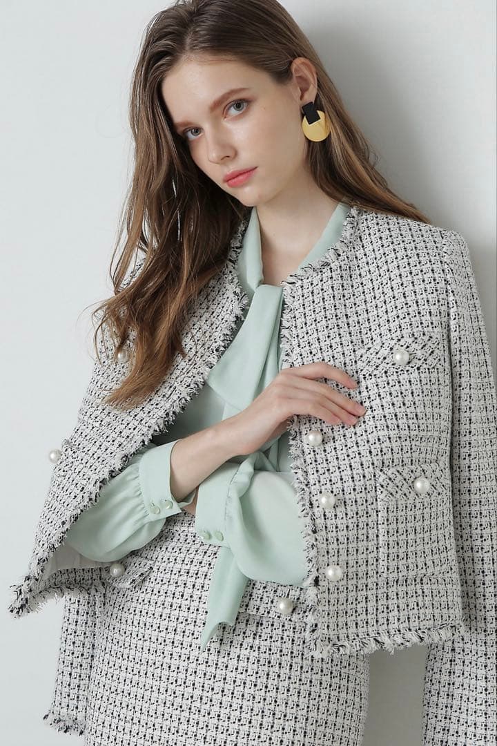 ピンキーアンドダイアン◆ツイードセットアップジャケット モノトーン 38