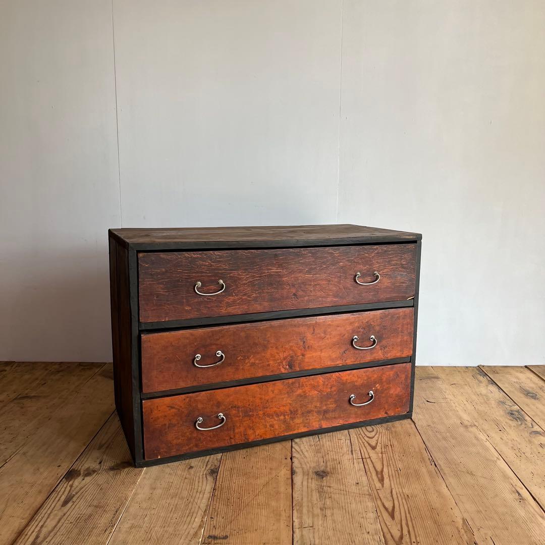 アンティーク チェスト 箪笥 ローボード テレビ台 昭和レトロ 3段 無垢材