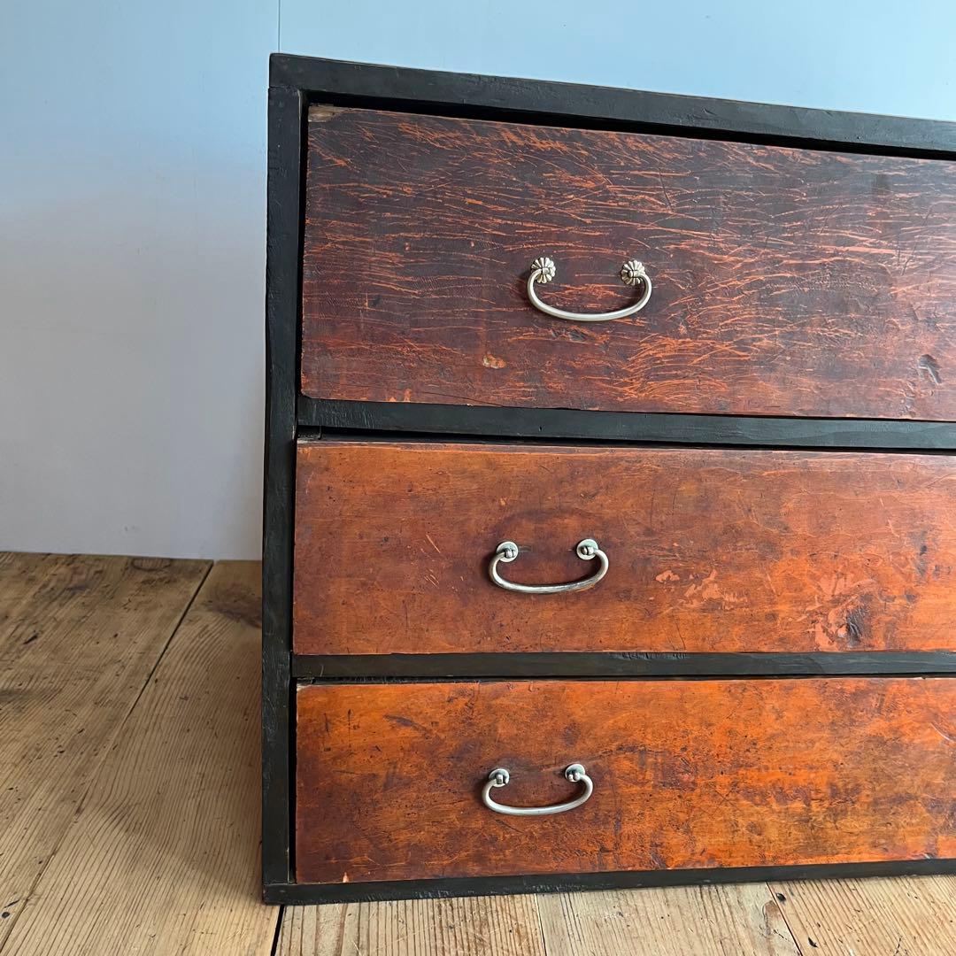 アンティーク チェスト 箪笥 ローボード テレビ台 昭和レトロ 3段 無垢材