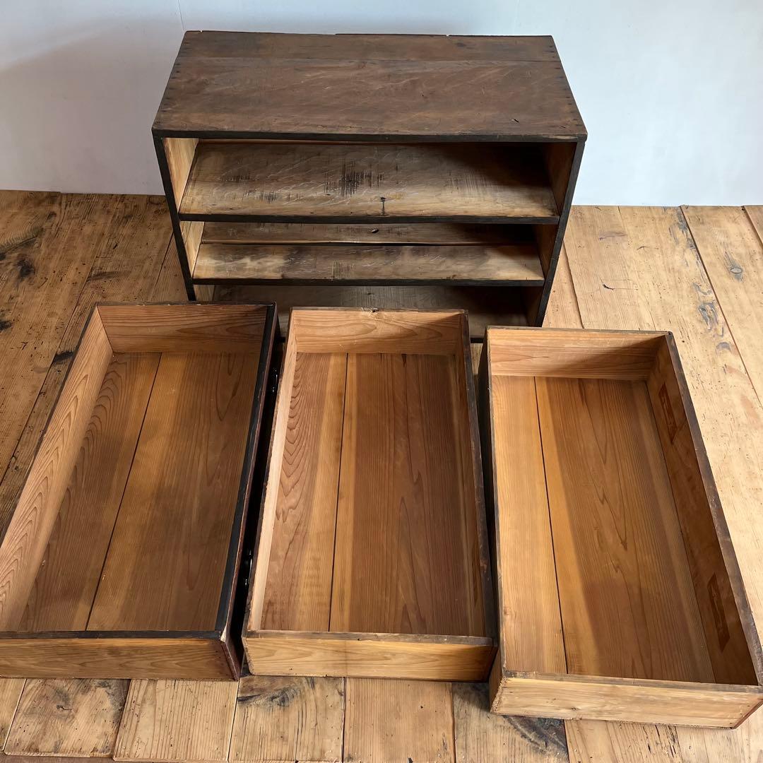 アンティーク チェスト 箪笥 ローボード テレビ台 昭和レトロ 3段 無垢材