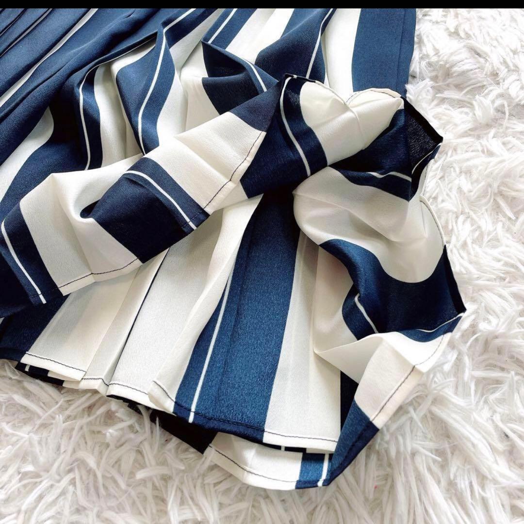 MAXMARA　ひざ丈ワンピースプリーツネイビー42大きいサイズ