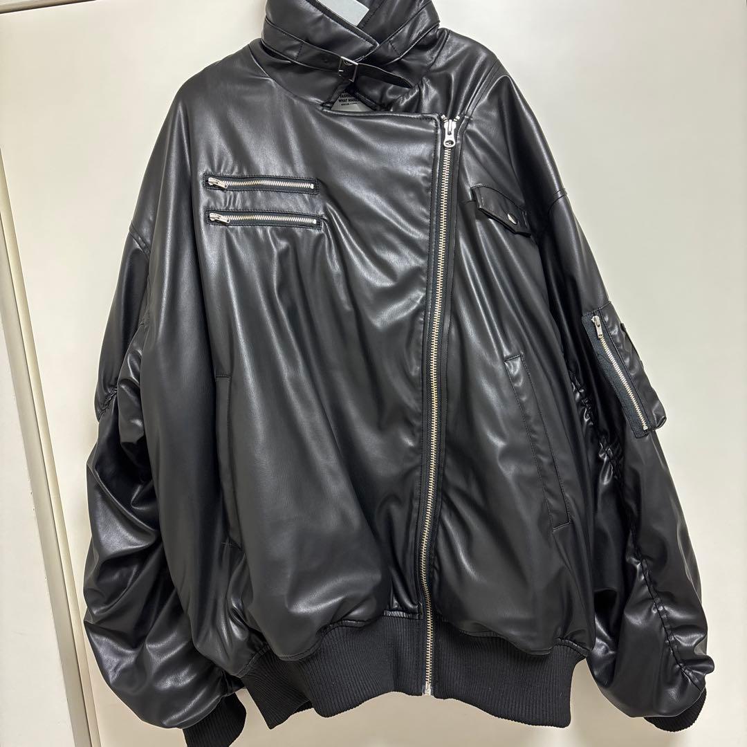 jouetie フェイクレザーライダースMA-1ジャケットM