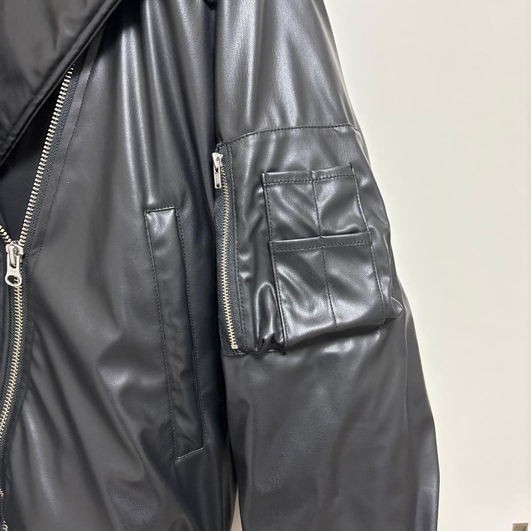 jouetie フェイクレザーライダースMA-1ジャケットM