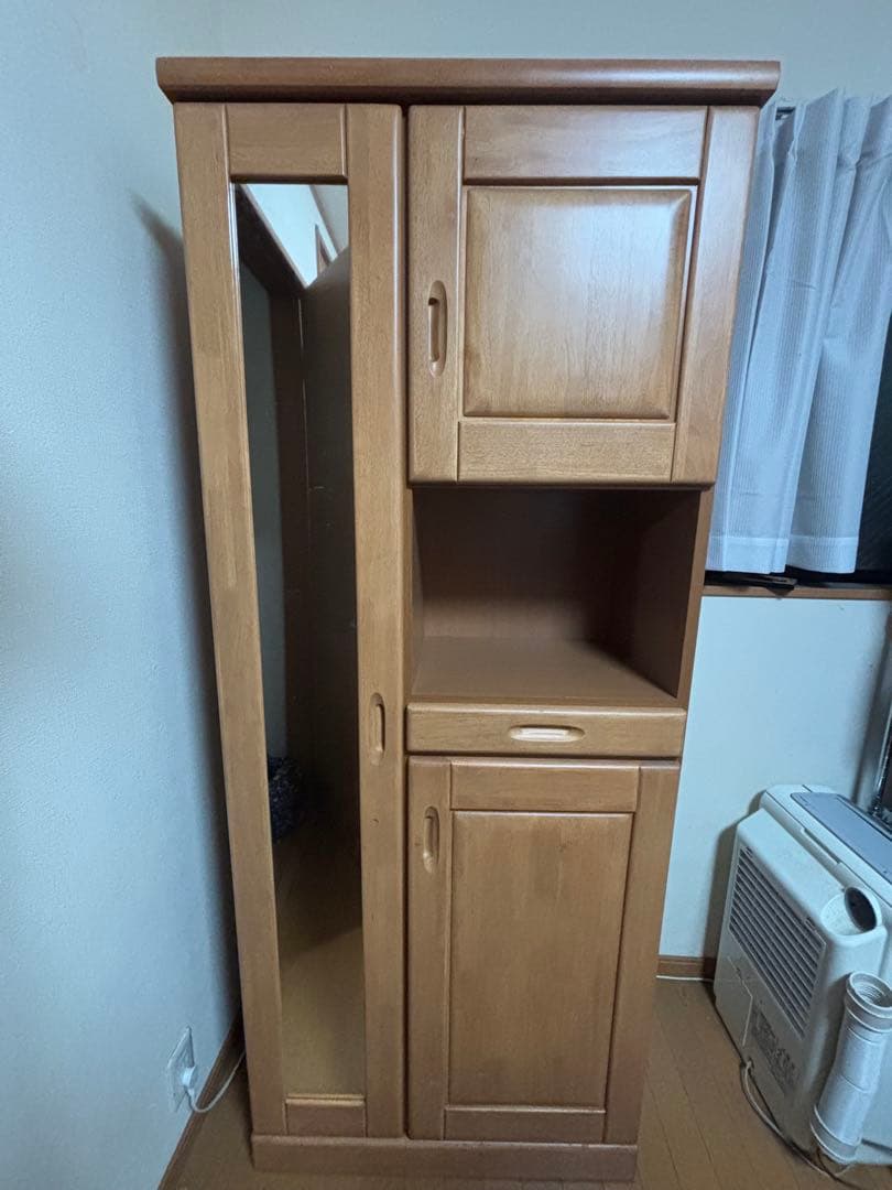 下駄箱　木製靴箱 鏡付き 棚付き 引き出しあり