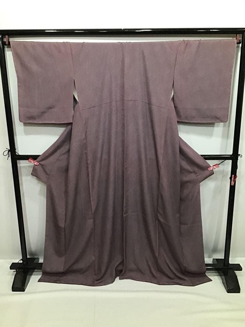 【1592】江戸小紋　極鮫　深紫　袷　しつけ糸付き　ゆったりサイズ