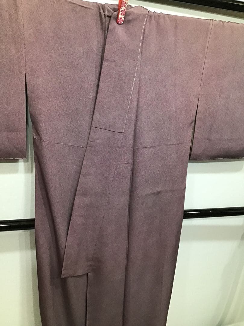 【1592】江戸小紋　極鮫　深紫　袷　しつけ糸付き　ゆったりサイズ