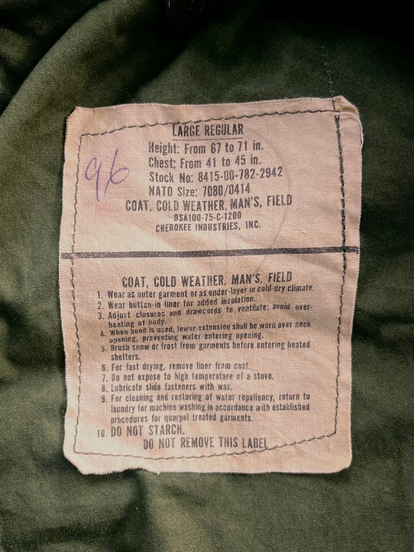 美品 M65フィールドジャケット 3rd / 60s US ARMY 米軍実物