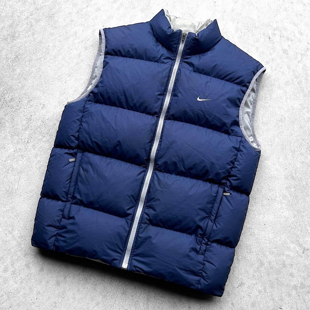 00s archive old NIKE オールド 刺繍ロゴ 肉厚 ダウンベスト
