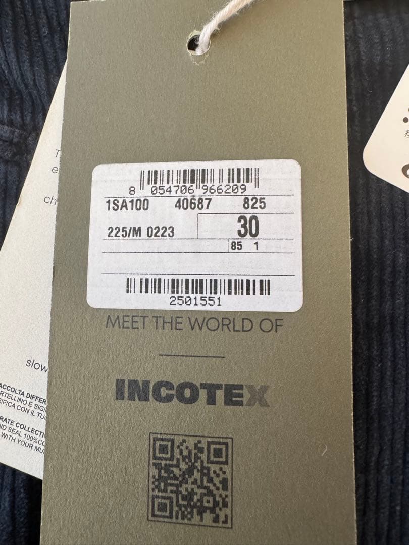 【新品未使用】INCOTEX コットン コーデュロイパンツ 30