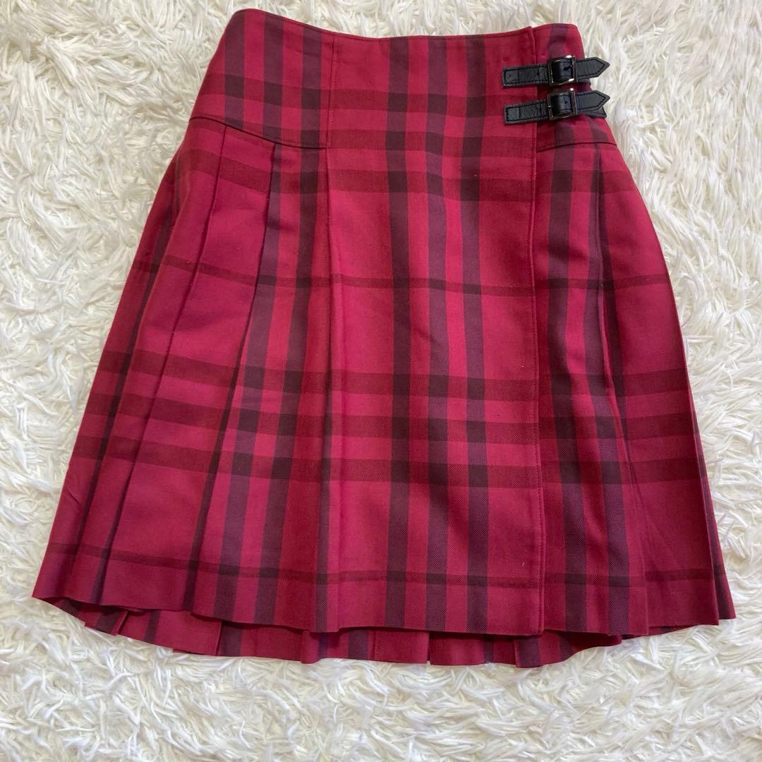 美品✨バーバリー　セットアップ　170 卒業式　ノバチェック　プリーツ　グレー