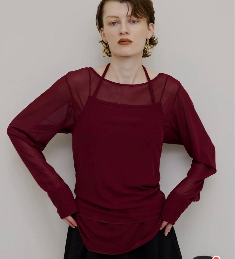 アメリHALTER NECK LONG SLEEVE SET TOPボルドー