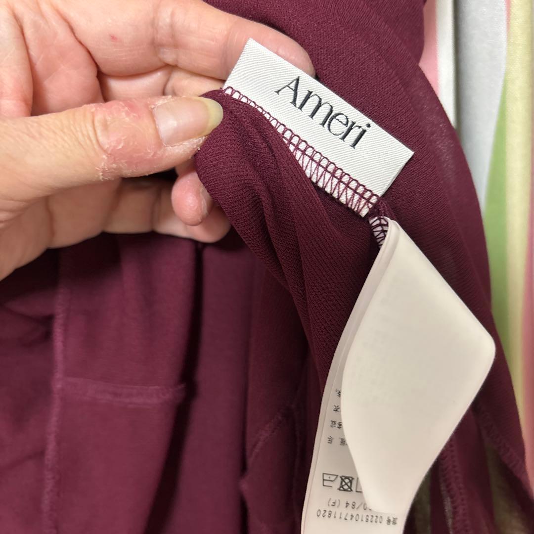 アメリHALTER NECK LONG SLEEVE SET TOPボルドー