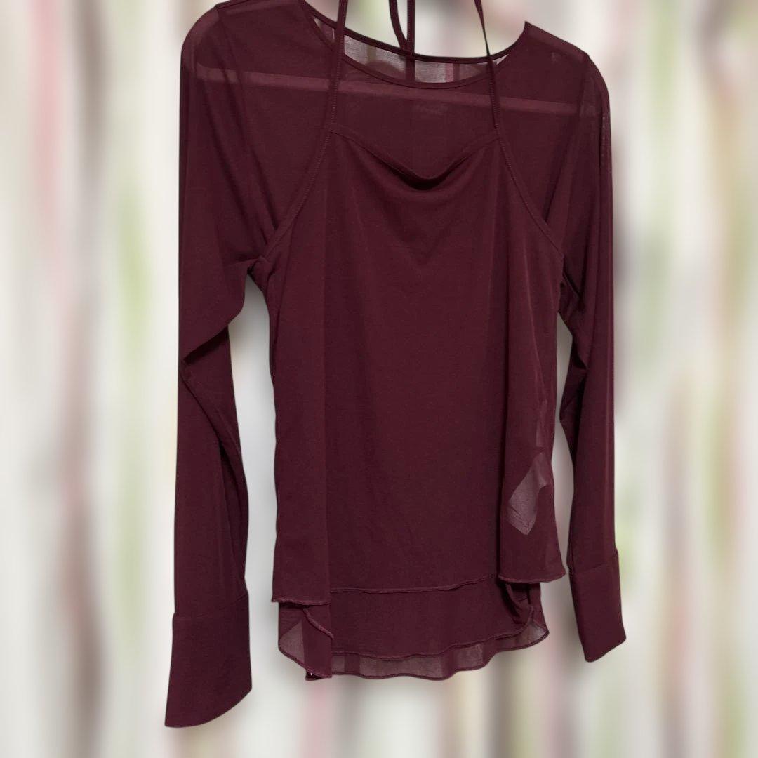 アメリHALTER NECK LONG SLEEVE SET TOPボルドー