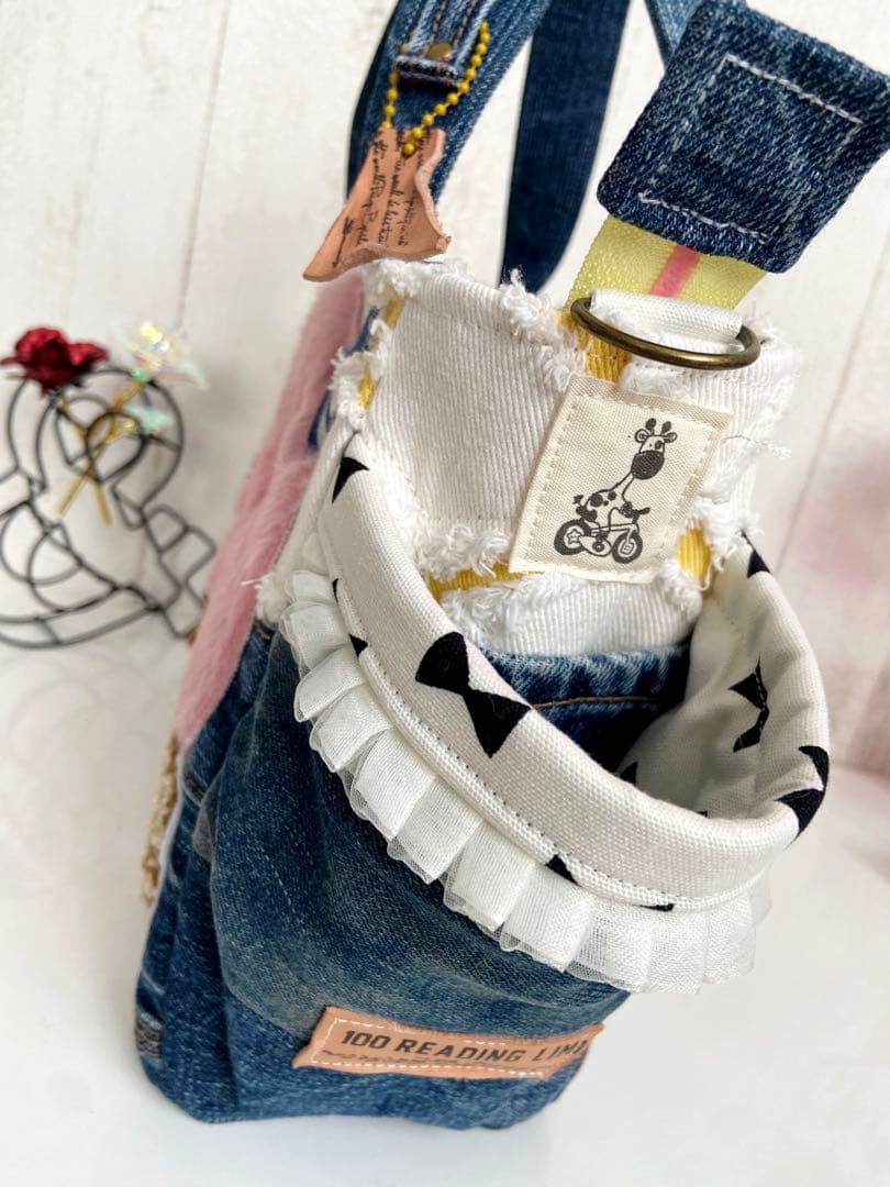 一点物｜デニムリメイク トートS 大人の遊び心「ポップ・ドーナツ君」バッグ
