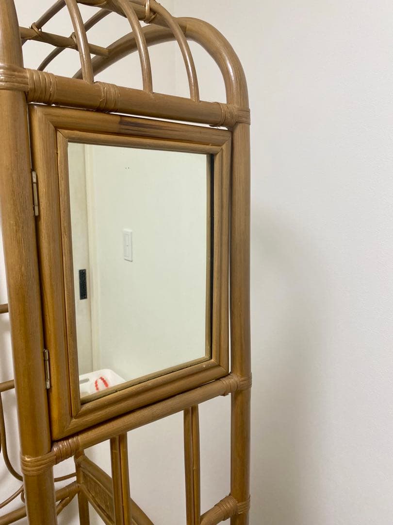 【藤・ラタン】ハンガーラック　棚　ラック　引き出し　収納　籐家具　アンティーク