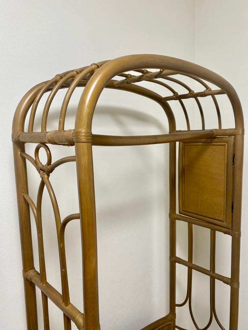 【藤・ラタン】ハンガーラック　棚　ラック　引き出し　収納　籐家具　アンティーク