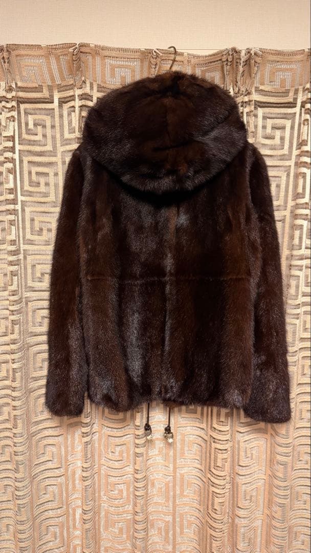 SAGA MINKサガミンクフード付きダークブラウンコート