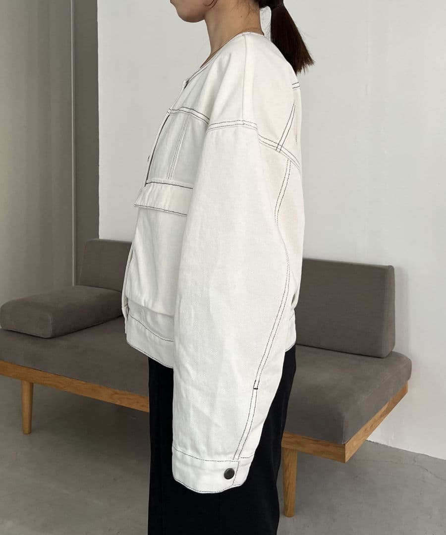 【CAPRICIEUX LE'MAGE】デニムノーカラージャケット