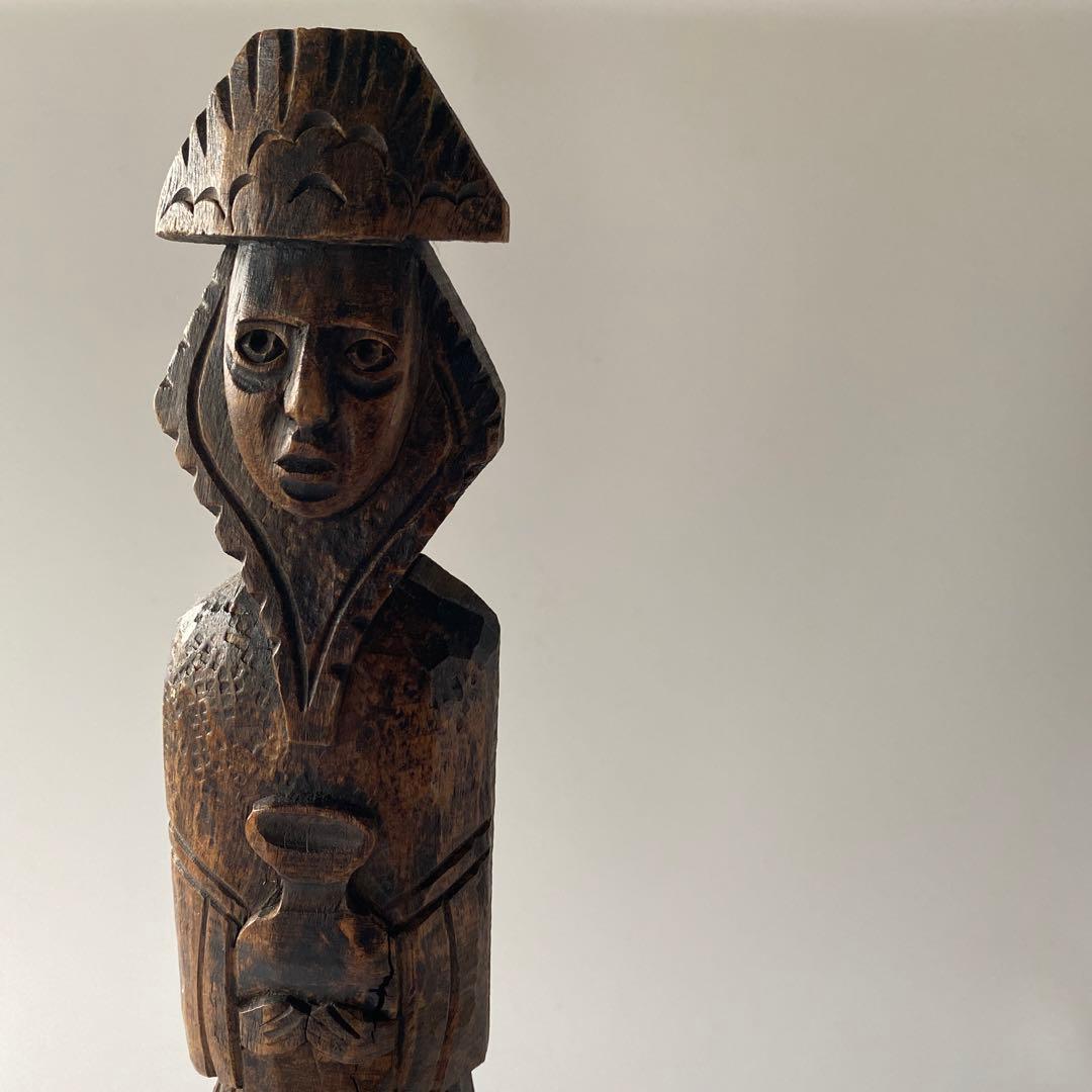 フランス入手 アフリカ木彫 祖霊像 高さ40cm超 プリミティブアート 木彫り像