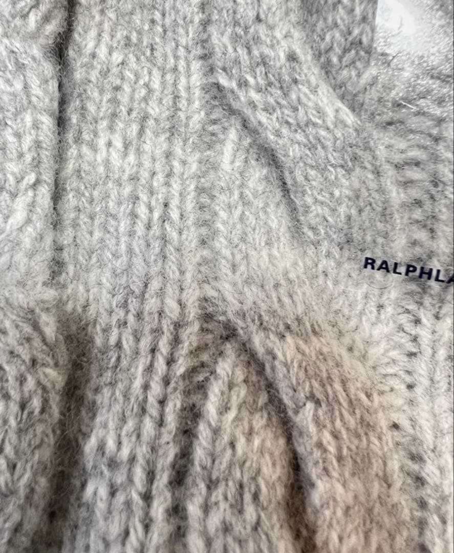 セールPOLO ポロラルフローレンウールカシミヤ ケーブル カーディガン　グレー