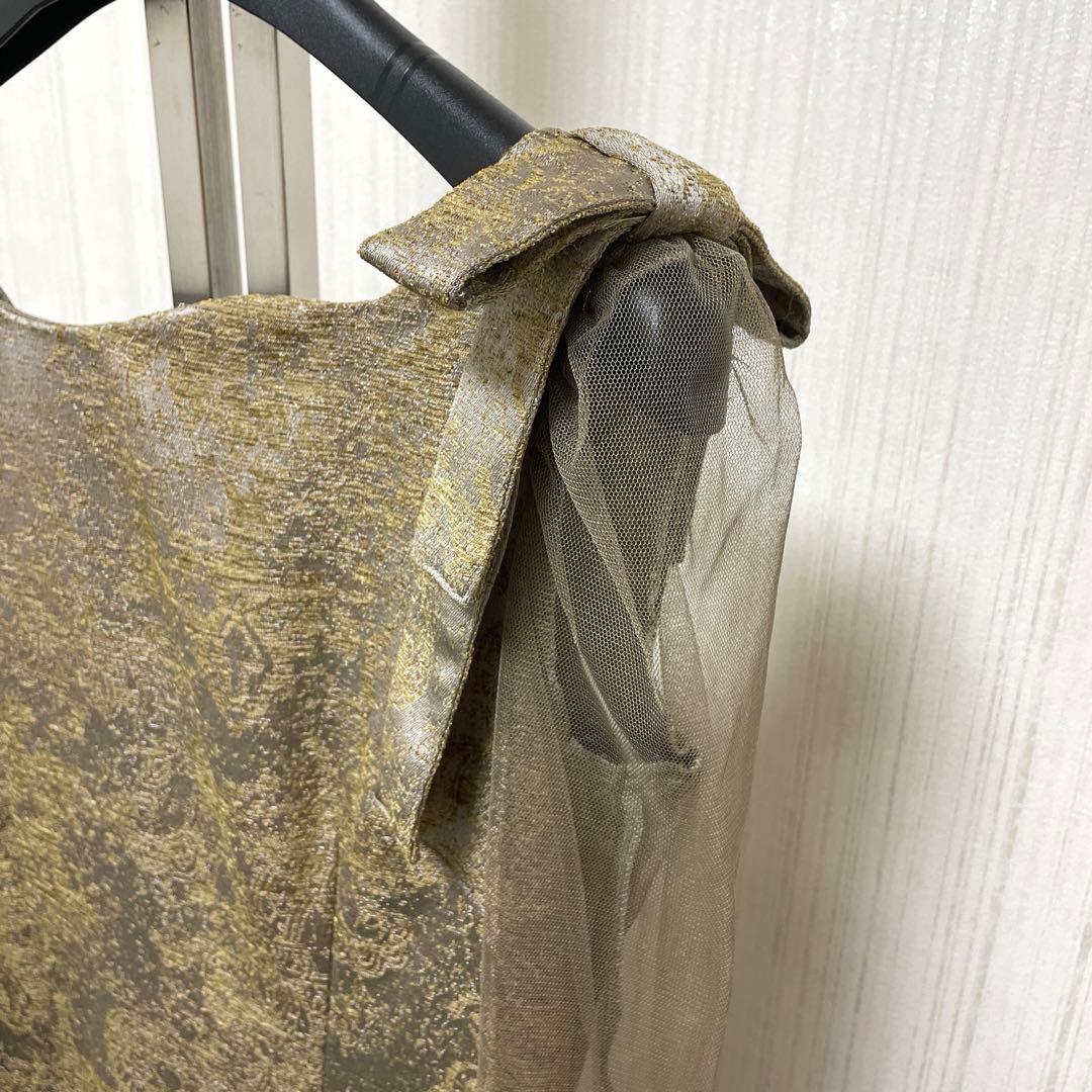 LE’RURE Shoulder ribbon jacquard dress