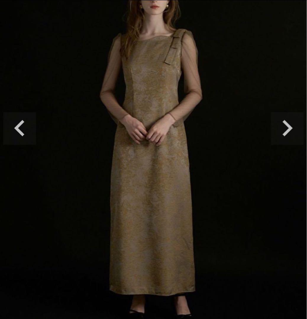 LE’RURE Shoulder ribbon jacquard dress