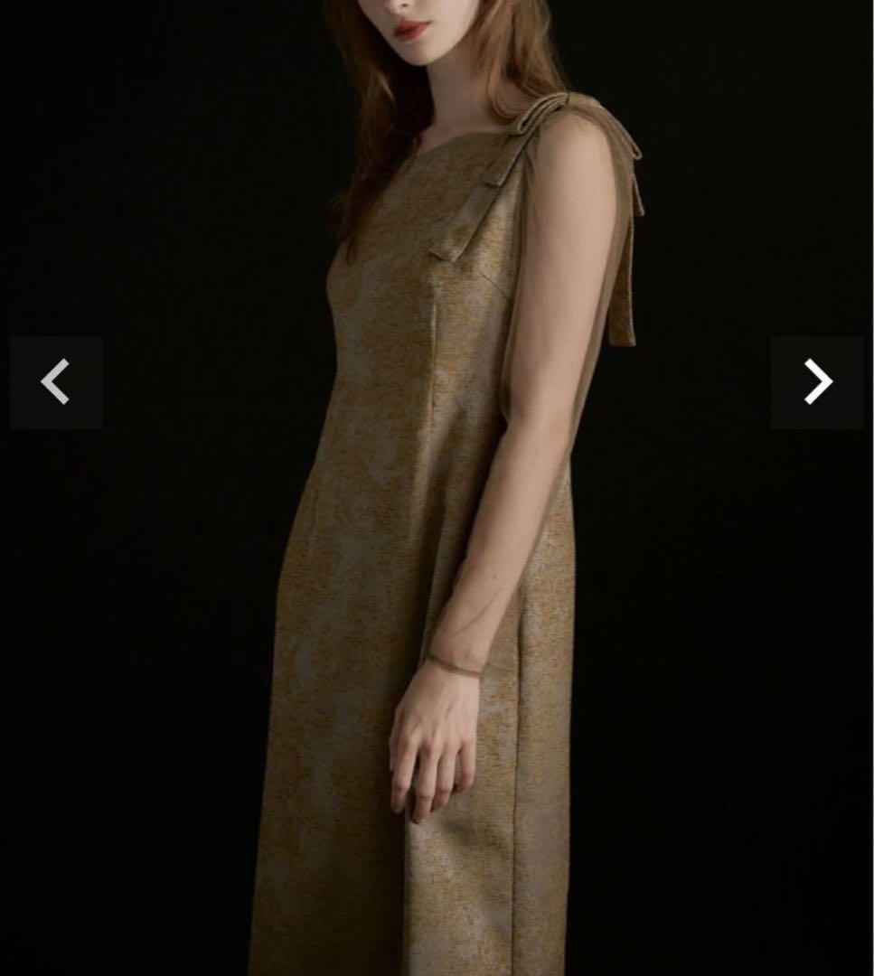 LE’RURE Shoulder ribbon jacquard dress