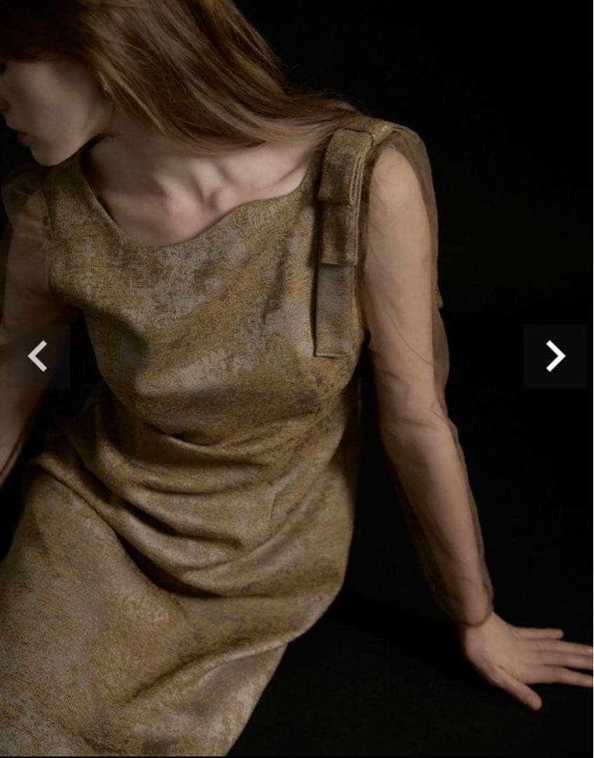 LE’RURE Shoulder ribbon jacquard dress